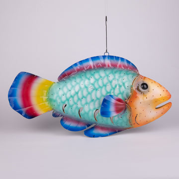 Hanging Colorful Metal Fish Sconce & Sculpture