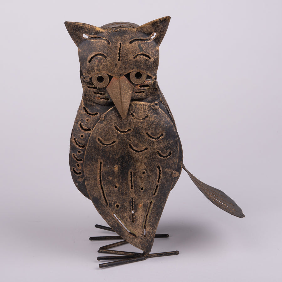 Tin Owl Sculpture and Lantern