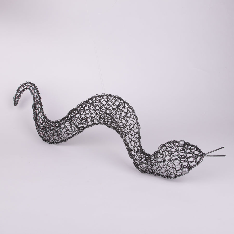 Metal Crocheted Large Snake Sculpture