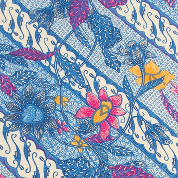Traditional Batik Sarong Floral Perang in Blue