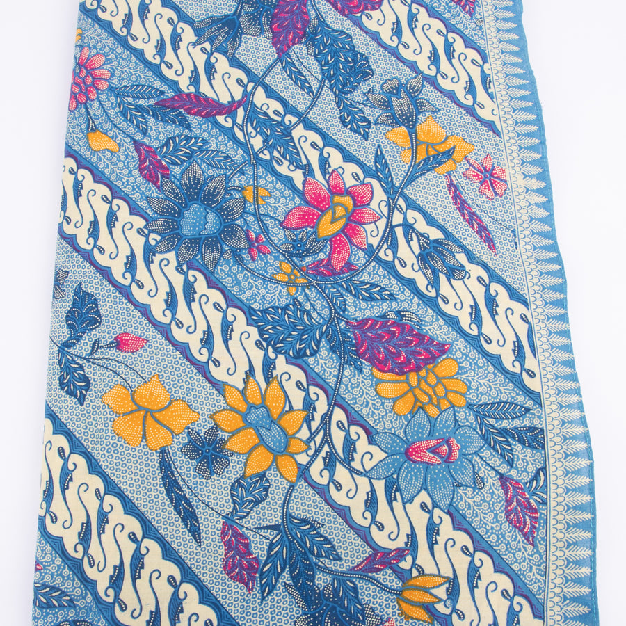 Traditional Batik Sarong Floral Perang in Blue