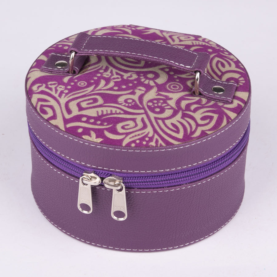 Traveling Jewelry Box in Purple Leather
