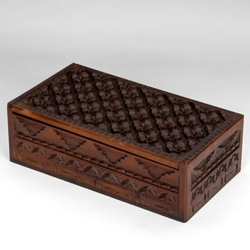 Javanese Batik Motif  Carved Wooden Box