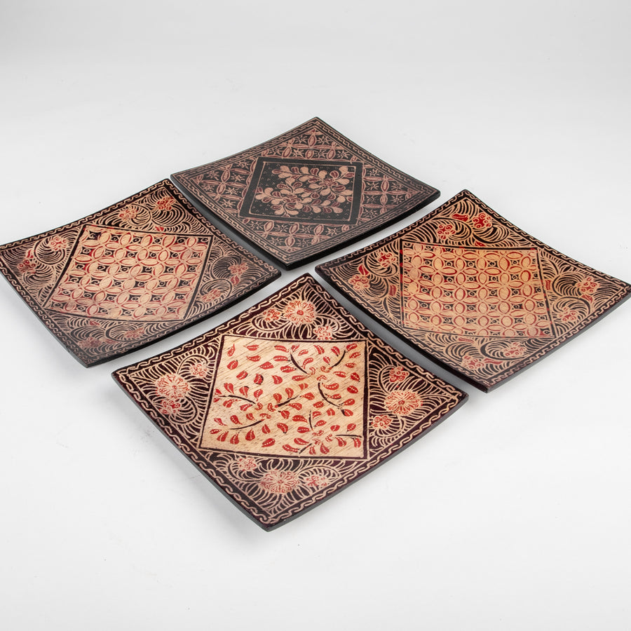 Batik Wooden Square Plates