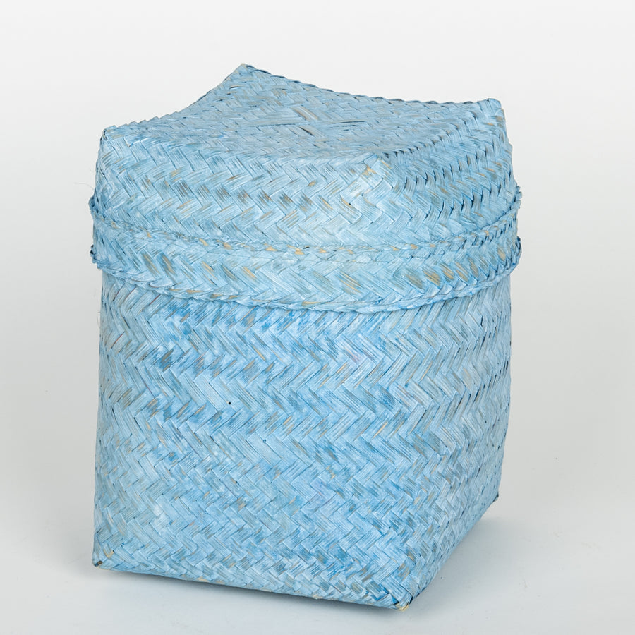 Rattan Village Baskets in Washed Turquoise