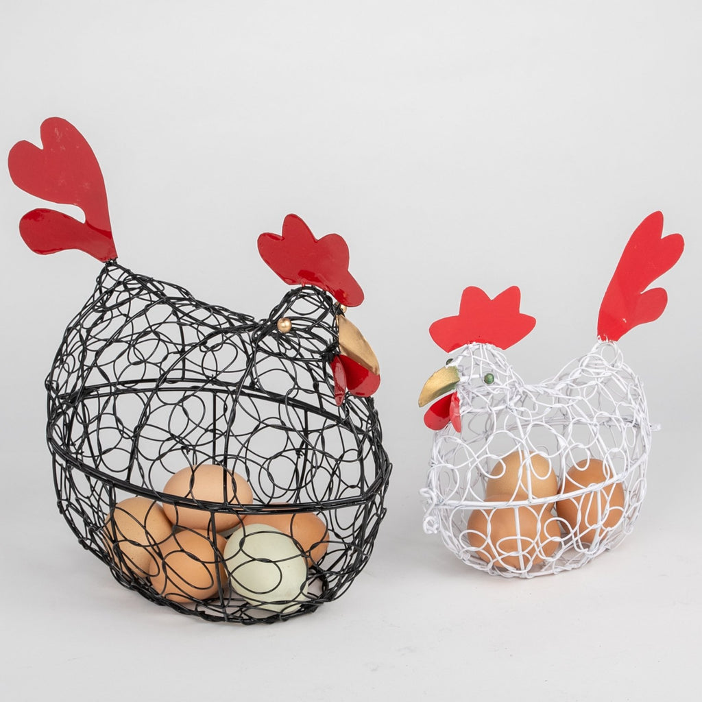 Wired Chicken Sculpture & Egg Basket - Opens & Closes!