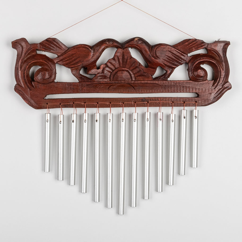 Carved Love Birds Wind Chimes