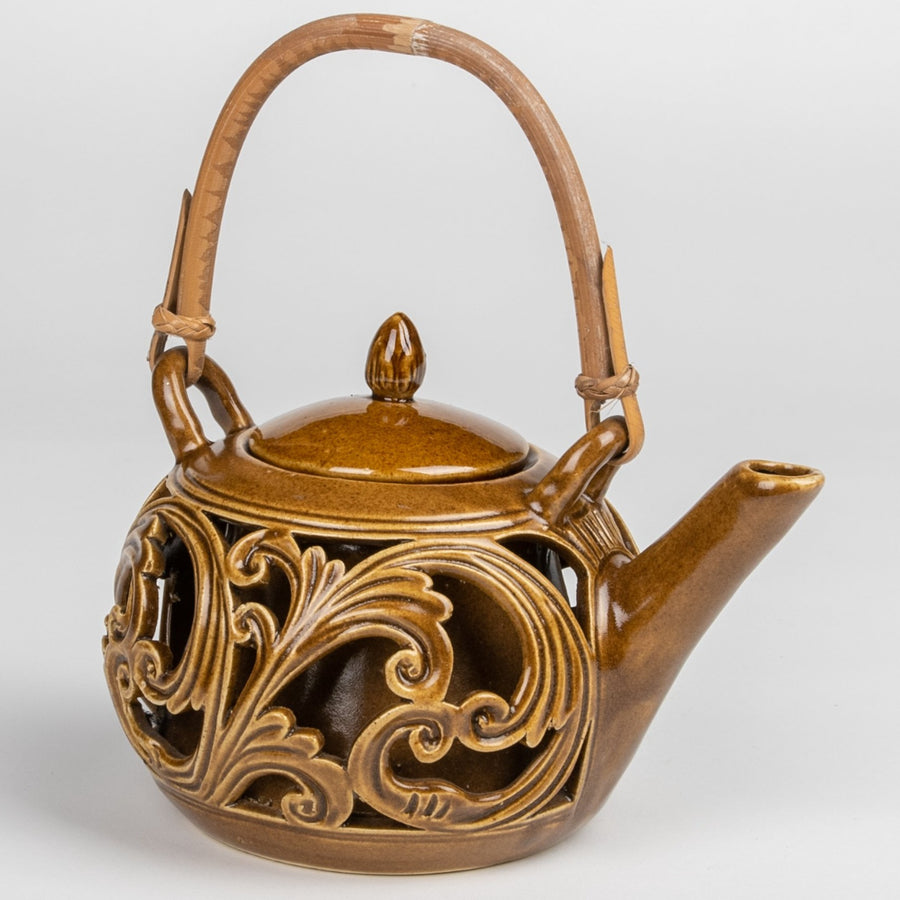 Ceramic Stencil Teapot in Chestnut