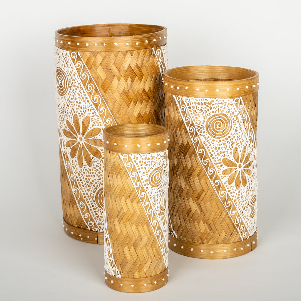 Open Cylinder Rattan Baskets With Pizzazz