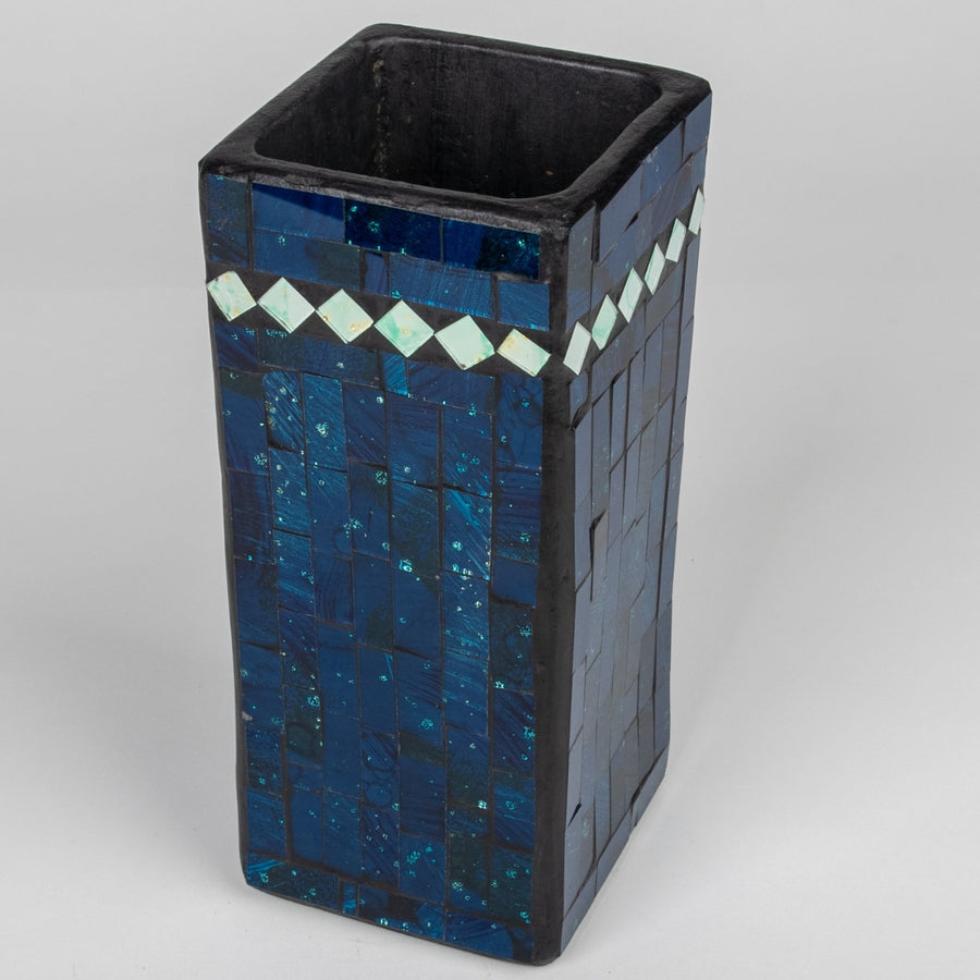 Deep Blue Mosaic Tile Vase