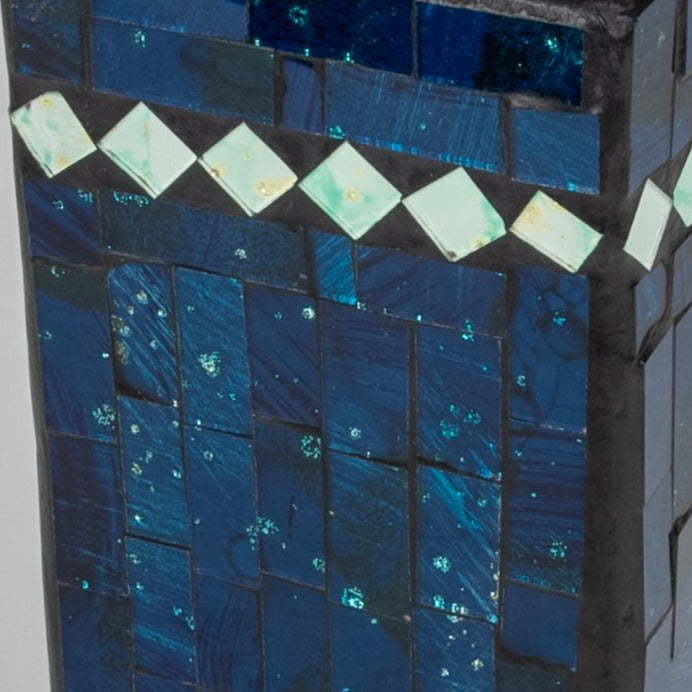 Deep Blue Mosaic Tile Vase
