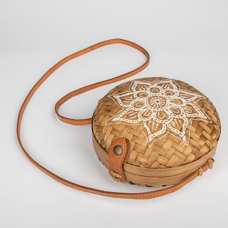 Rattan Purse on Strap with Piped Frosting Design