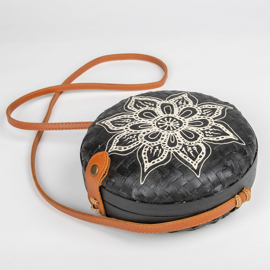 Rattan Purse on Strap with Piped Frosting Design