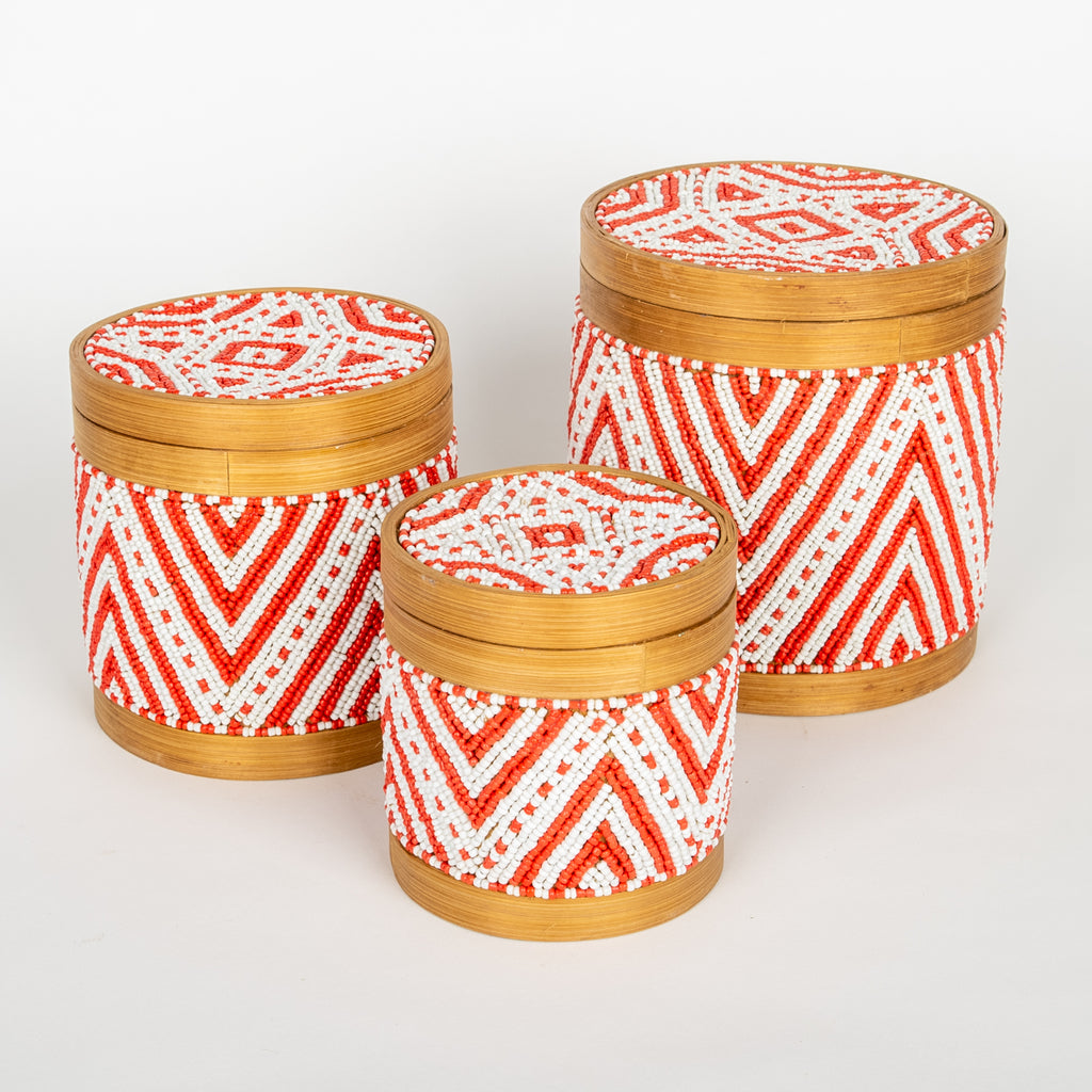 Beaded Basket Beauties in Red & White