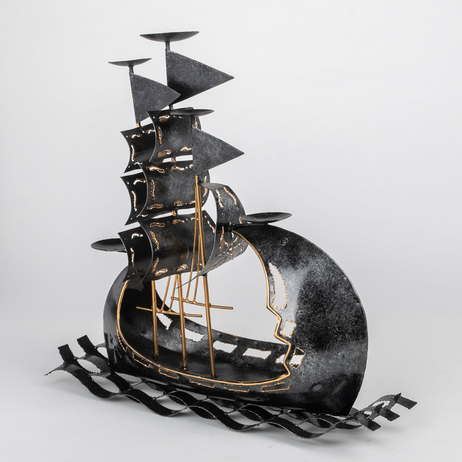 Tin Ship & Salis Sculpture from Bali